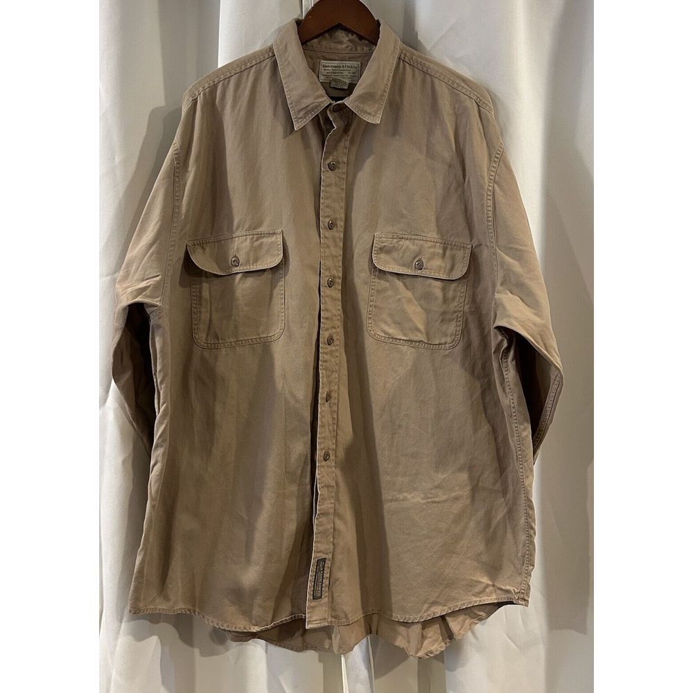 Vintage Abercrombie & Fitch Corduroy Mens XLarge Beige Long Sleeve‎